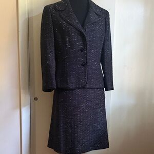 Ann Taylor Black Tweed Skirt Suit